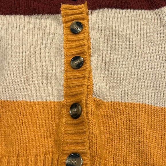 For Love & Lemons Hailey Cardigan Women’s XS Color Block Yellow Maroon Pink - Picture 3 of 7